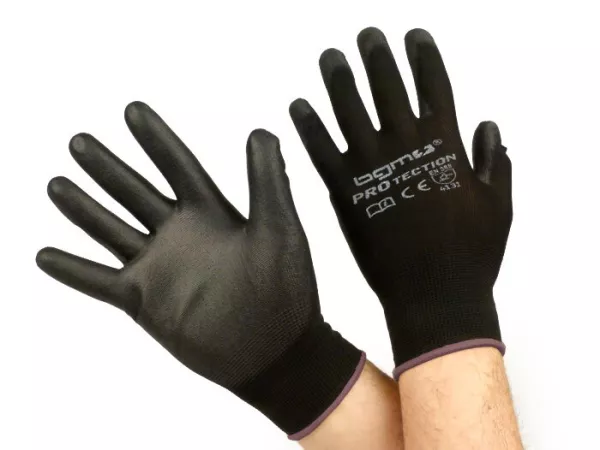 Work gloves - mechanics gloves - protective gloves -BGM PRO-tection- seamless knitted gloves, 100% nylon with polyurethan coating - size L (9)