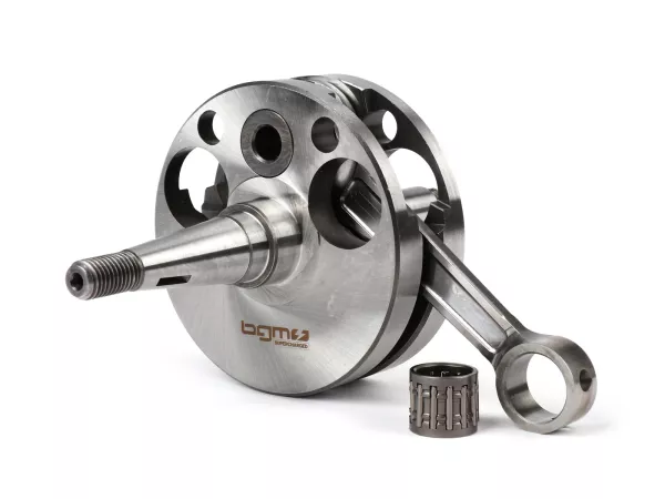Vevaxel -BGM PRO, direktintag, slaglängd = 57mm, vevstake = 105mm- Motovespa 125, Motovespa 150S - kolvstift Ø15mm (nållager), kopplingstyp Vespa PX (Ø 15mm), även för konvertering Vespa VNA1T-VNA2T