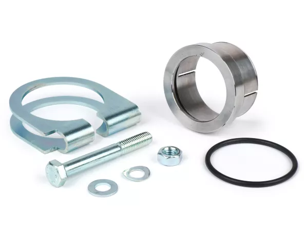 Flensa knalpot dengan cincin-O, dengan penjepit - BGM PRO - Ø = 44,5 mm, Vespa PX200, Rally 200, Malossi Sport 210/221, MHR, Polini 210 - untuk pengelasan, termasuk cincin-O
