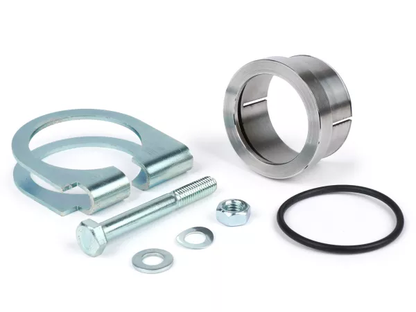 Flensa knalpot dengan cincin-O, dengan penjepit - BGM PRO - Ø = 45mm, Vespa PX200, Rally 200, Quattrini M232 / M244- untuk pengelasan, termasuk cincin-O