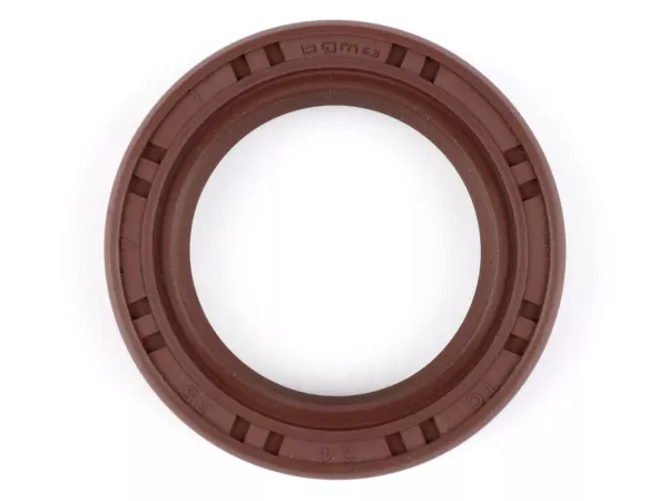 Oil seal (with dust lip) 24x35x7mm -BGM PRO FKM/Viton® (E10/etahnol resistant)- used for crankshaft Piaggio 125-180 cc 2-stroke (SKR, Runner, Dragster, TPH), fits also Vespa PX, ETS, T5, Cosa, LML Star 2T