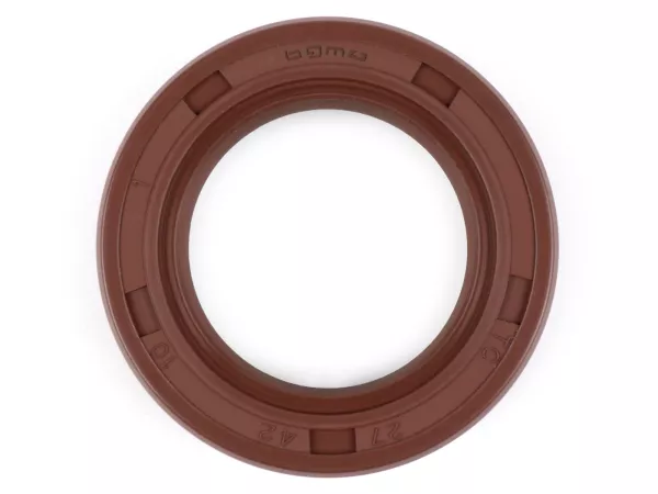 Oliekeerring 27x42x10mm -BGM PRO FKM/Viton® (E10 bestendig)- Vespa V1-15, V30-33, VN, VM, VL, VD, VB, VGL, PX (vanaf 1992), T5 125cc, Cosa - gebruikt voor achterremtrommel (extern wideframe) / hoofdas (intern largeframe)