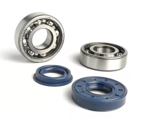 Lagersats - oljetätningssats för vevaxel -BGM ORIGINAL (SKF 6204/C4 metallbur) - Minarelli 50 cc
