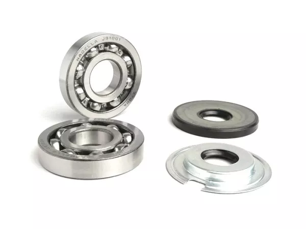 Lagerset - asafdichtingsset voor krukas -BGM ORIGINEEL- Vespa GL150 (VLA1T), Sprint150 (VLB1T), Sprint Veloce, GT125 (VNL2T), GTR125 (tot 1976), TS125 (VNL3T), VNA1T, VNA2T, VNB 1-6, VGL150 (VLA1T)A1, VBB 1-2, VL 1-3, VD1T, VD2T