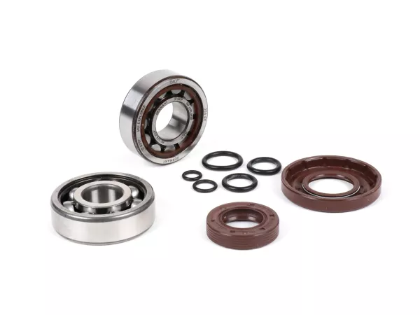 Bearing and oil seal set for crankshaft -BGM ORIGINAL- Vespa V50, PV125, ET3, PK50, PK80, PK125 - 1x 6303 + 1x NU204