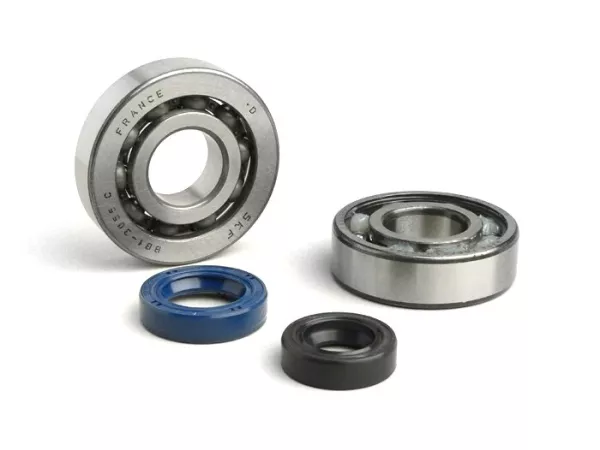Set di cuscinetti - set di paraoli per albero motore -BGM ORIGINAL- Peugeot 50 cc (verticale - pompa dell'olio elettrica) - SPEEDFIGHT2 AC&LC 50 (2004-), XFIGHT50 (2004-)