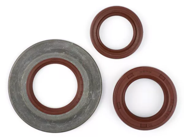 Motoroljetätningssats -BGM PRO, FKM/Viton® (E10-resistent) metall, brun (extra platt, 3,5 mm)- Vespa Largeframe PX Lusso (1993-) - Bakhjulsoljetätning 27x42x10mm - PX80, PX125, PX150, PX200, T5 125cc, MY, 98, Cosa, LML125/150 Star (2-takt)