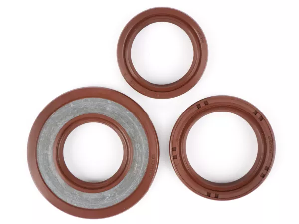Juego de retenes del motor -BGM PRO, FKM/Viton® (resistente a E10)- Vespa Smallframe 24mm - (utilizado para la conversión del lado del alternador del cigüeñal a ETS Vespa V50, V90, SS50, SS90, PV125, ET3, PK S, PK XL)