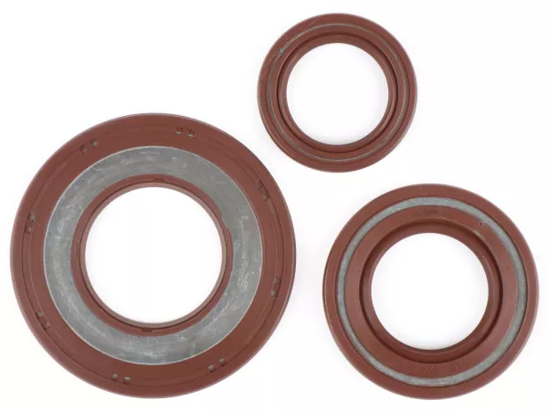 Juego de retenes -BGM PRO, caucho FKM/Viton® (resistente a E10), marrón- Vespa Largeframe PX antigua (-1984), P80X, P125X, P150X, P200E, Rally200 (VSE1T, 33997-, Ducati), Sprint Veloce150 (VLB1T,294260-), GTR125 (VNL2T, 145901-), TS125 (VNL3T, 18139-) - H