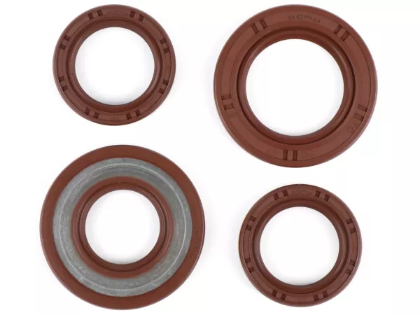 Engine oil seal set -BGM PRO, FKM/Viton® (E10 resistant)- Piaggio 125-180 ccm AC/LC 2-stroke - Aprilia SR125, Gilera Runner FX/FXR 125-180, Italjet Dragster 125-180, Piaggio SKR125, SKR150, TPH125, Skipper125, Skipper150, Hexagon LX/LXT 125-180