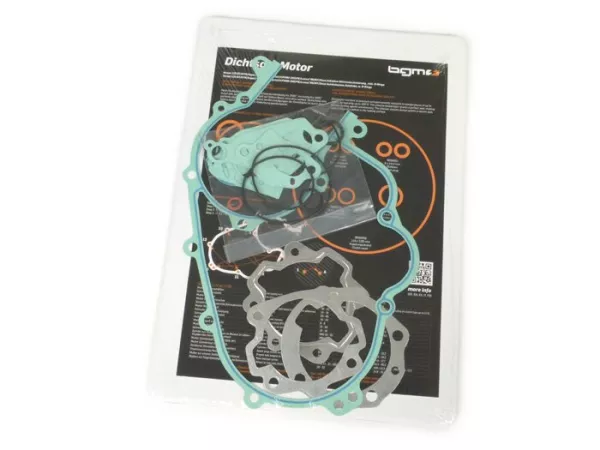 Gasket set mesin -BGM Pro Silikon- Vespa Largeframe, PX80, PX125, PX150, PX200 (semua), Rally200, Cosa, Sprint Veloce, termasuk O-ring - dengan/tanpa pelumasan terpisah
