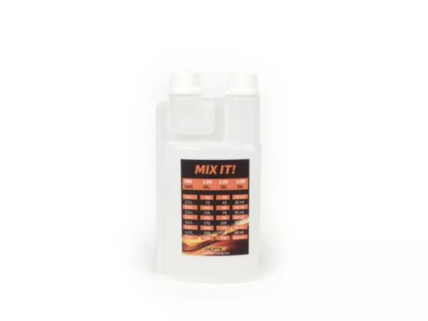 Ölmessbecher - Dosierflasche -BGM PRO 500ml- mit Dosierkammer (25ml) und zwei Verschlüssen