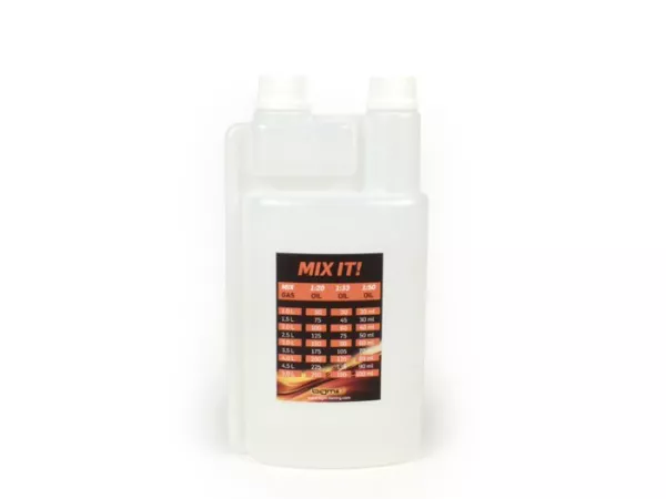 Ölmessbecher - Dosierflasche -BGM PRO 1000ml- mit Dosierkammer (60ml) und zwei Verschlüssen
