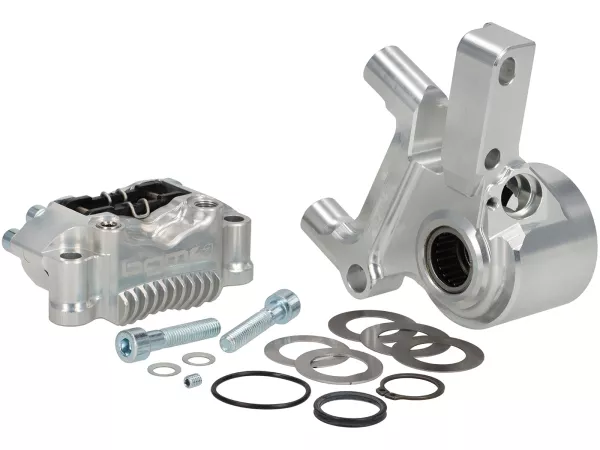 Complete remset voor - BGM PRO SPORT 4 zuiger radiaalrem met CNC gefreesde adapter incl. TÜV certificaat - geschikt voor LML Star/Stella - zilver