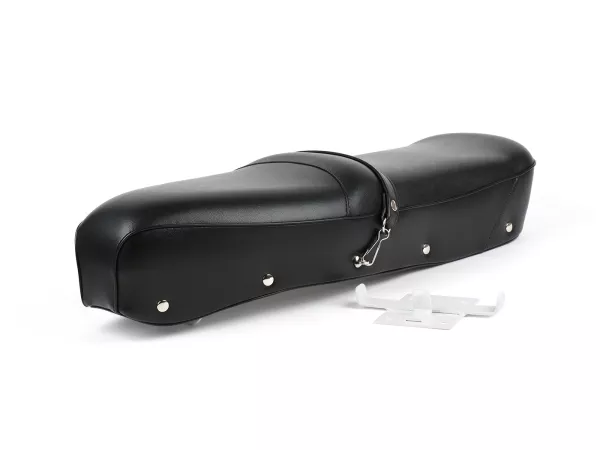 Seat -BGM PRO Pegasus with badge and riveted- Lambretta LI, LI S, SX, TV, DL, GP - black