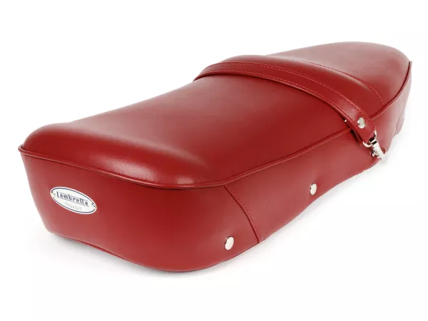 Zadel -BGM PRO Pegasus met schild en geklonken- Lambretta LI, LI S, SX, TV, DL, GP - rood