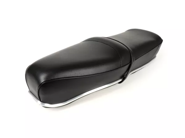 Zadel -BGM PRO Pegasus met aluminium bekleding en afscherming- Lambretta LI, LI S, SX, TV, DL, GP - zwart