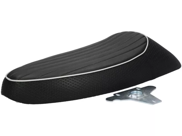 Asiento -BGM PRO Sport- Vespa Largeframe PX antigua (-1983), Sprint, GT, GTR, Super, TS, GL, VNA, VBA, VNB, VBB, T4 - también adecuado con depósito de tipo plano en Rally 180/200, GS160, SS180 - sin cierre - tubo gris