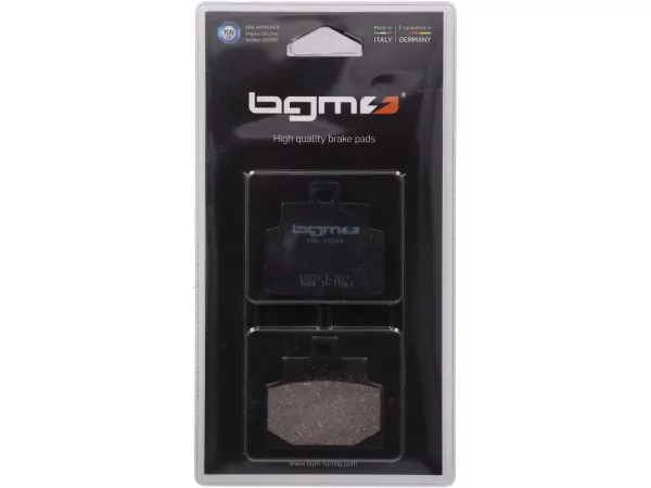 Pastillas de freno -BGM 54x50.7mm- APRILIA Leonardo 125cc 4 tiempos 1999 (h), Leonardo 4 tiempos 150cc 1999 (vh), Scarabeo 4 tiempos 100cc 2004 (v), Scarabeo 4 tiempos 50cc 2004 (v), SR 150cc 2000 (v), YAMAHA SR 125cc 1998 (v)