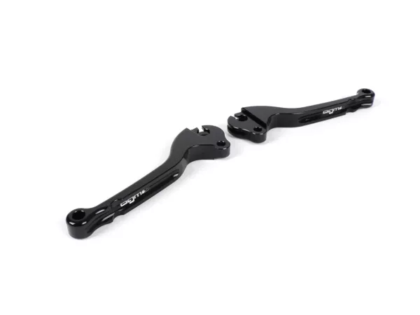 Palanca de freno + palanca de embrague (juego) -BGM PRO CNC- Freno de tambor- Vespa Largeframe 1957-1998 - PX, T5, Sprint, Rally, GT, GTR, TS, VNA, VNB, VBB, VBA, GS, SS180, Smallframe 1963-1989 V50, 50N, V90, PV125, ET3, PK S, PK XL1 - Negro - ABE