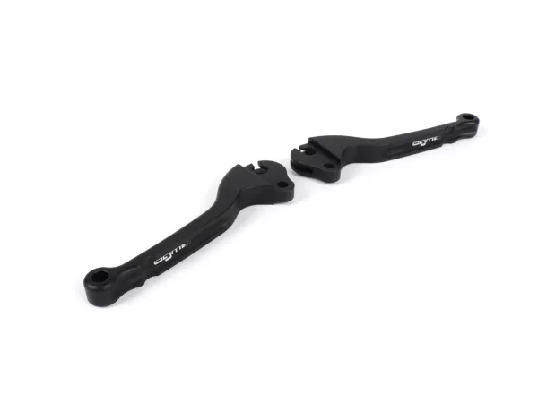 Palanca de freno + palanca de embrague (juego) -BGM PRO CNC- freno de tambor- Vespa Largeframe 1957-1998 - PX, T5, Sprint, Rally, GT, GTR, TS, VNA, VNB, VBB, VBA, GS, SS180, Smallframe 1963-1989 V50, 50N, V90, PV125, ET3, PK S, PK XL1 - Negro mate - ABE