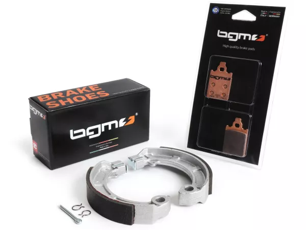 Bremsbeläge-Set -BGM PRO Sintersport- Vespa PX (1998-2010, vorne Scheibenbremse 'Grimeca' + hinten Trommelbremse) - Vespa PX Disc/My, LML Star, Stella, Nachrüst Scheibenbremse Grimeca Classic + Grimeca NT