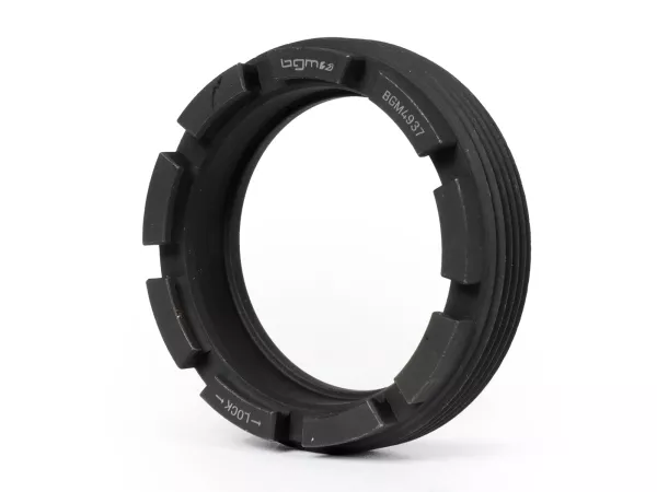 Securing castle nut for rear stroke bearing- BGM Original- VESPA Øinner=37mm, Øouter=49mm, slots=9- Vespa VNA1T, VNA2T, VNB1T, VNB2T, VNB3T, VNB4T, VNB6T, VBA1T, VBA2T, VBB1T, VBB2T,  GL (VLA1T), GT (VNL1T), Sprint (VNL2T 30001-76107), GTR (VNL2T -118278)