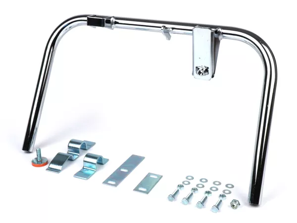 Caballete central -BGM PRO Soft Stop V2 System- Vespa Largeframe (10) Sprint150 (VLB1T), Rally180 (VSD1T), Rally200 (VSE1T), GT/GTR125 (VNL2T), TS125 (VNL3T), GL150 (VLA1T) - Cromado