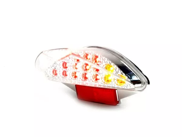 Fanale posteriore -BGM ORIGINAL in vetro trasparente 15 LED con funzione di indicatore di direzione- MBK Nitro (YQ50/L, 2 tempi), Yamaha Aerox (YQ50/L, 2 tempi)