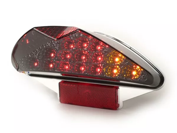 Fanale posteriore -BGM ORIGINAL in vetro trasparente 15 LED con funzione di indicatore - MBK Nitro (YQ50/L, 2 tempi), Yamaha Aerox (YQ50/L, 2 tempi) - nero