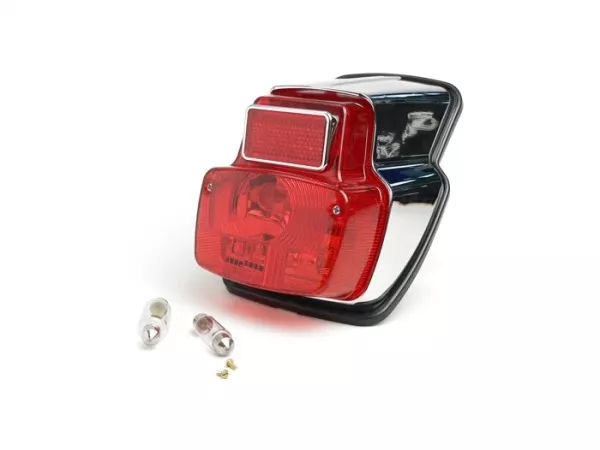 Tail light -BGM ORIGINAL Vespa vintage- metal, small - chrome