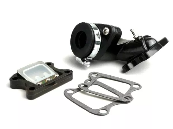 Colector de admisión -BGM PRO V2- Peugeot 50 cc (vertical) - SPEEDFIGHT1 50 cc LC, SPEEDFIGHT2 50 cc LC, XFIGHT 50, SPEEDFIGHT1 50 cc AC, SPEEDFIGHT2 50 cc AC, TKR50, TREKKER50, VIVACITY50, ELYSEO50, SQUAB50, SV50, ZENITH50, BUXY50, ELYSTAR50, LOOXOR50, S