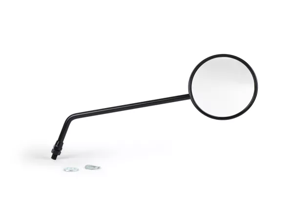 Espejo -BGM PRO, Ø=105mm- Vespa V50, 50N, PV125, ET3, Rally, Sprint, PX, Super, TS125, GT125, GTR125, GL150, SS180 - negro, derecho