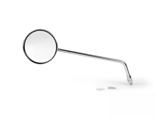 Mirror -BGM PRO, Ø=105mm- Vespa V50, 50N, PV125, ET3, Rally, Sprint, PX, Super, TS125, GT125, GTR125, GL150, SS180 - Chrome, left hand side