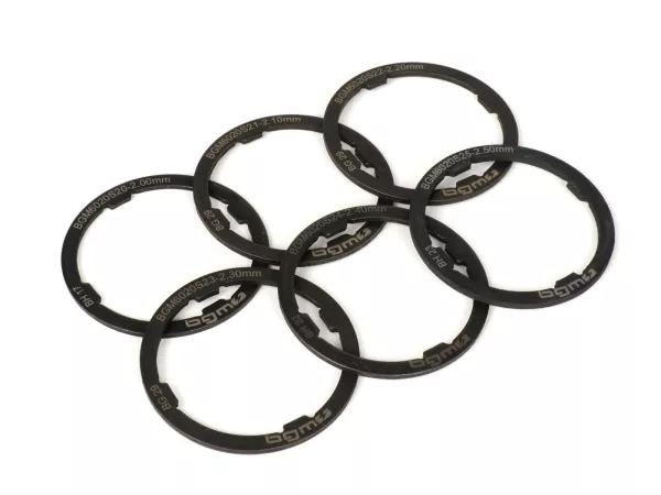 Axelringssats -BGM ORIGINAL- Vespa Largeframe VNA, VNB, VBA, VBB, GL, Sprint, GT, GTR, TS, Rally, PX gammal (-1984) - 2,00-2,50mm (+0,0 /- 0,04mm) - 6 st.