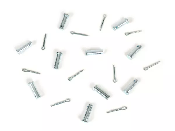 Klemplaatbout Ø=5x18mm + splitpen, rempedaal -BGM ORIGINAL- Vespa VNA, VNB, VBA, VBB, Super, GL, GT, GTR, TS, Sprint, GS, SS, Rally, PX - 10 stuks