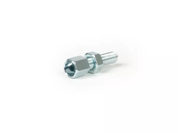 Stelschroef incl. borgmoer -BGM ORIGINELE M7 x 25mm- gebruikt voor motor/remkabel achter Vespa Smallframe/Largeframe V50, PV, ET3, PK, PX, Rally, Sprint, GT, GTR, TS, Super, GL, VBA, VBB, VNB, Breedframe GS150