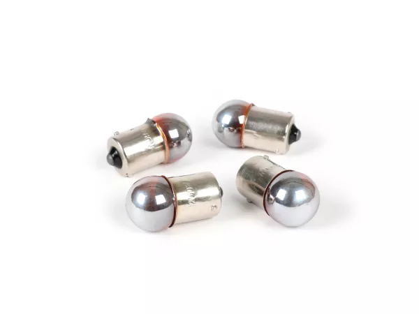 Birnen -BA15s (Stifte gerade) - 12V 10W - 4er Set - Orange Silbern