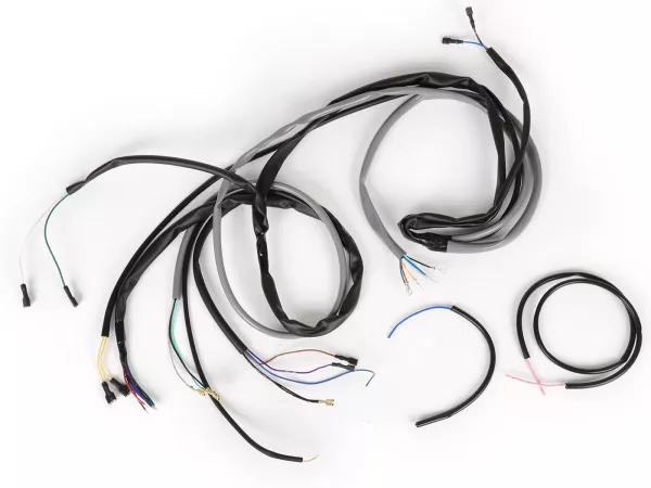 Juego de cables -BGM ORIGINAL- Vespa V50S (V5SA1T), V50 SS (V5SA2T) 50 Revival (V5R1T), SR/Sprinter (V5SS2T), 90 Racer (V9SS2T), PV125 (VMA2T) - modelos con intermitentes de manillar, luz de carretera y luz de freno