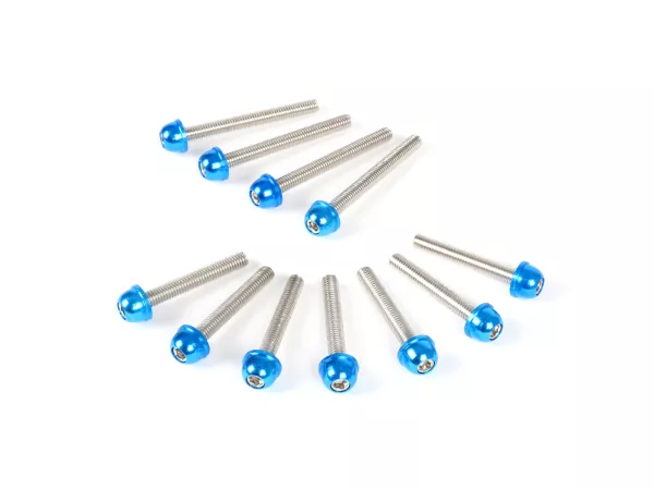 Set di bulloni motore - Stile BGM - Peugeot (verticale) - Blu - SPEEDFIGHT1 50cc AC, SPEEDFIGHT2 50cc AC, TKR50, TREKKER50, VIVACITY50, ELYSEO50, SQUAB50, SV50, ZENITH50, BUXY50, ELYSTAR50, LOOXOR50, SPEEDAKE