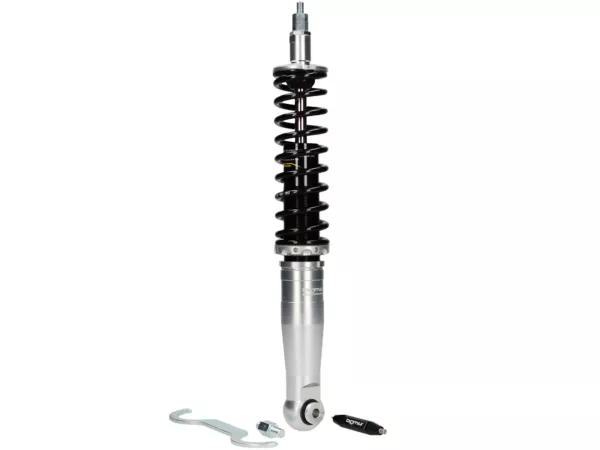 Amortisseur arrière -BGM PRO SC/R1 SPORT, 385mm- Vespa Wideframe VM1, VM2, VN1, VN2, VB1, VL1, VL2, VL3, GS150  - noir/argent
