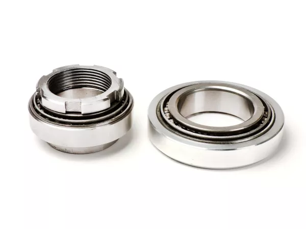 Balhoofd - balhoofdlager -BGM PRO, kegellager- Piaggio, Gilera, Vespa - boven + onder complete set (4 delen) - Vespa V50, 50N, PV, ET3, PK, PX, T5, Cosa, Rally, Sprint, Super, GS160, SS180