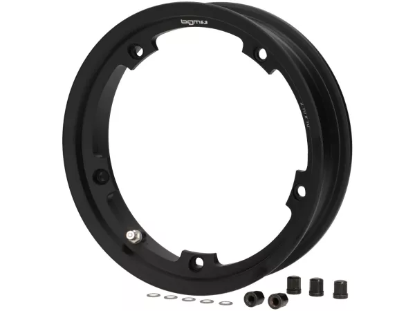 Roda -BGM PRO tubeless 2.10-10 inci aluminium - Vespa (tipe PX) - Vespa Smallframe V50, 50N, Special, PV, ET3, PK50-125 (S/XL/XL2), Largeframe PX, T5, Sprint, Rally, GT/GTR, LML Star, Deluxe - hitam