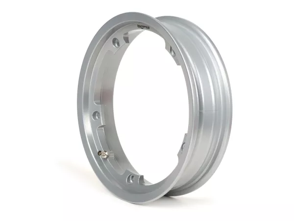 Roda -BGM PRO tubeless 2.10-10 inci aluminium - Vespa (tipe PX) - Vespa Smallframe V50, 50N, Special, PV, ET3, PK50-125 (S/XL/XL2), Largeframe PX, T5, Sprint, Rally, GT/GTR, LML Star, Deluxe - Silver