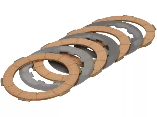 Clutch friction plate set incl. steel plates -BGM ORIGINAL- Lambretta LI, LIS, SX, TV (series 2-3), DL, GP - 4 friction plates