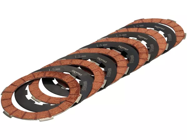 Clutch friction plate set incl. steel plates -BGM PRO Superstrong Racing Red- Lambretta LI, LIS, SX, TV (series 2-3), DL, GP - 6 friction plates