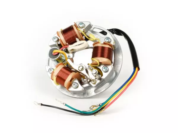 Ontsteking -BGM ORIGINELE bodemplaat (contactontsteking, 5 kabels, 6V)- Vespa Sprint150 (VLB1T), TS125 (VNL3T), GT125 (VNL2T), GTR125 (VNL2T), Super, GL150 (VLA1T) - voor voertuigen zonder richtingaanwijzers, zonder accu