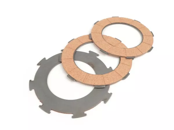 Clutch friction plate set -BGM ORIGINAL Vespa type 7 springs  (Rally200, PX200, T5 125cc)- 3 plates