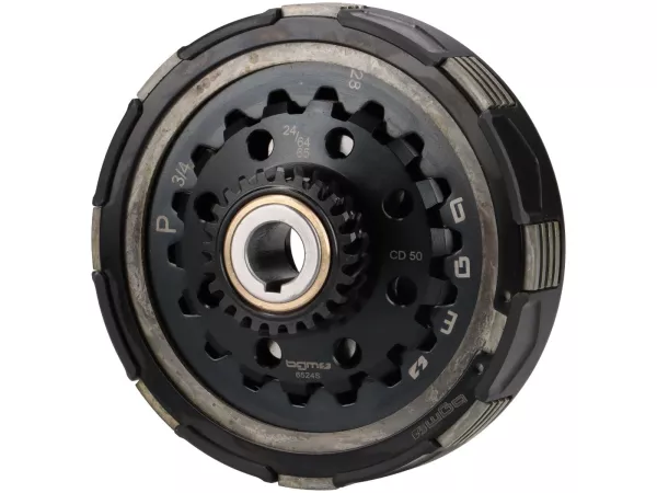 Koppeling 24Z (64/65) -BGM PRO Superstrong 2.0 Sport CR80 Ultralube - voering CR80 (aluminium 16mm/sinter)- 24 tanden voor primair wiel 64/65Z - Vespa PX200, Rally200 -(voor BGM8299D, voor BGM8324)