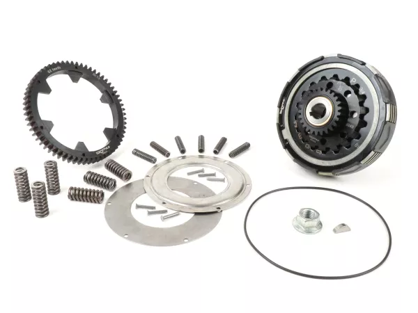 Koppeling incl. primair tandwiel -BGM Pro Superstrong 2.0 CR80 Ultralube SPORT Alu, type Cosa2/FL- Primair tandwiel BGM Pro 62Z (recht afgesneden)- Vespa PX80, PX125, PX150, PX200, Cosa, T5, Sprint150 Veloce, Rally, GTR, TS125, Super150 (VBC) - Z25/62 (2.